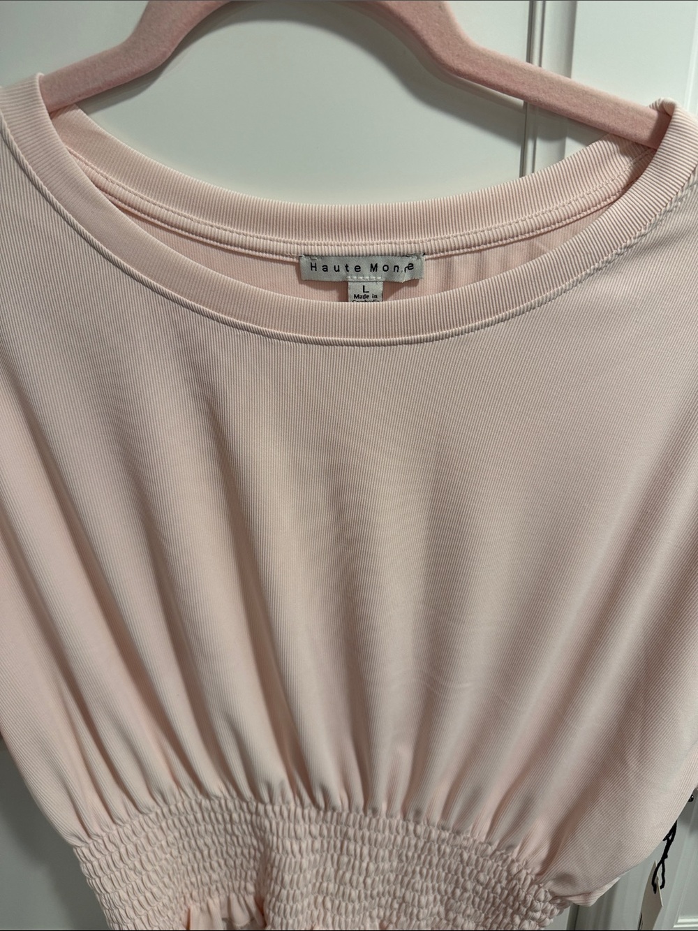 Haute Monde Light Blush Smocked-Waist Tunic Top